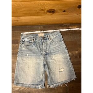 Everlane The Cheeky Long‎ Short Denim Women's Size 26 Distressed Light Wash